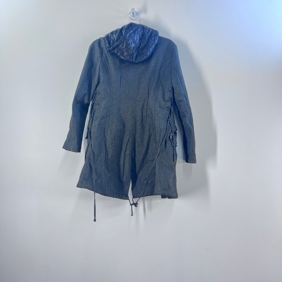 GUESS Women's Gray Pea Coat Trench with Hood and Insulated Puffer Vest S - Picture 7 of 13